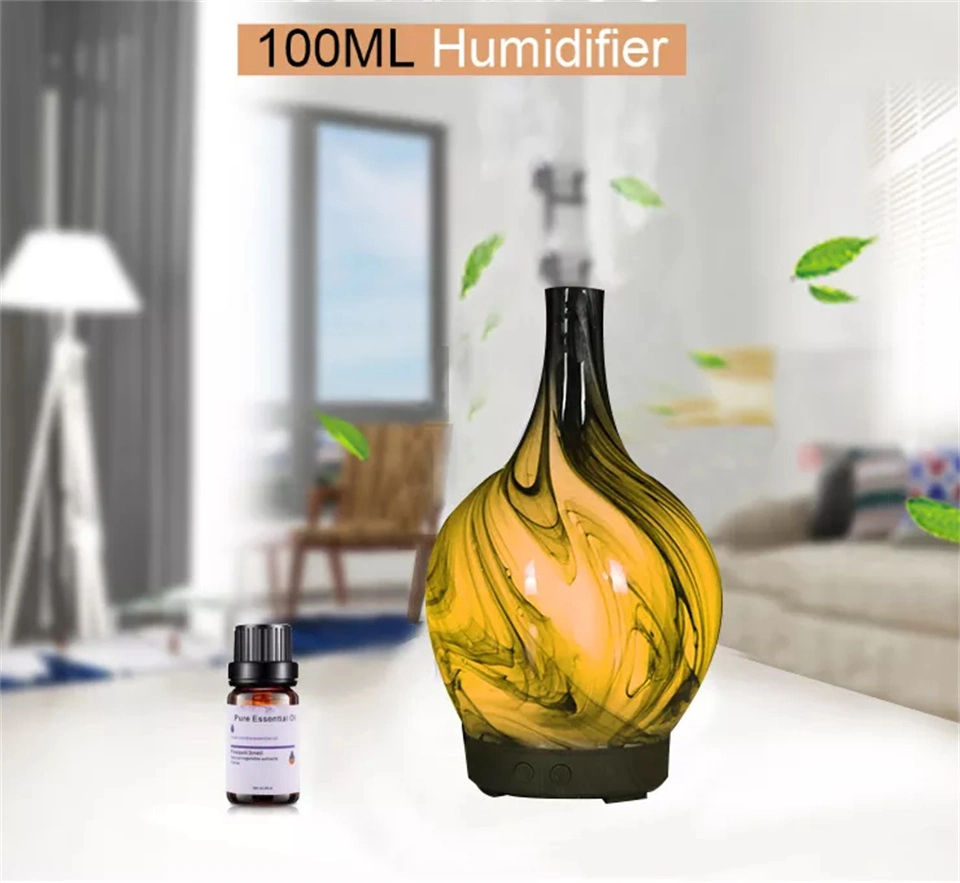 USB 3D Glass Ultrasonic Air Humidifier Aroma Essential Oil Diffuser Multi-Color Changing Mist Maker Aromatherapy Machine Home Use