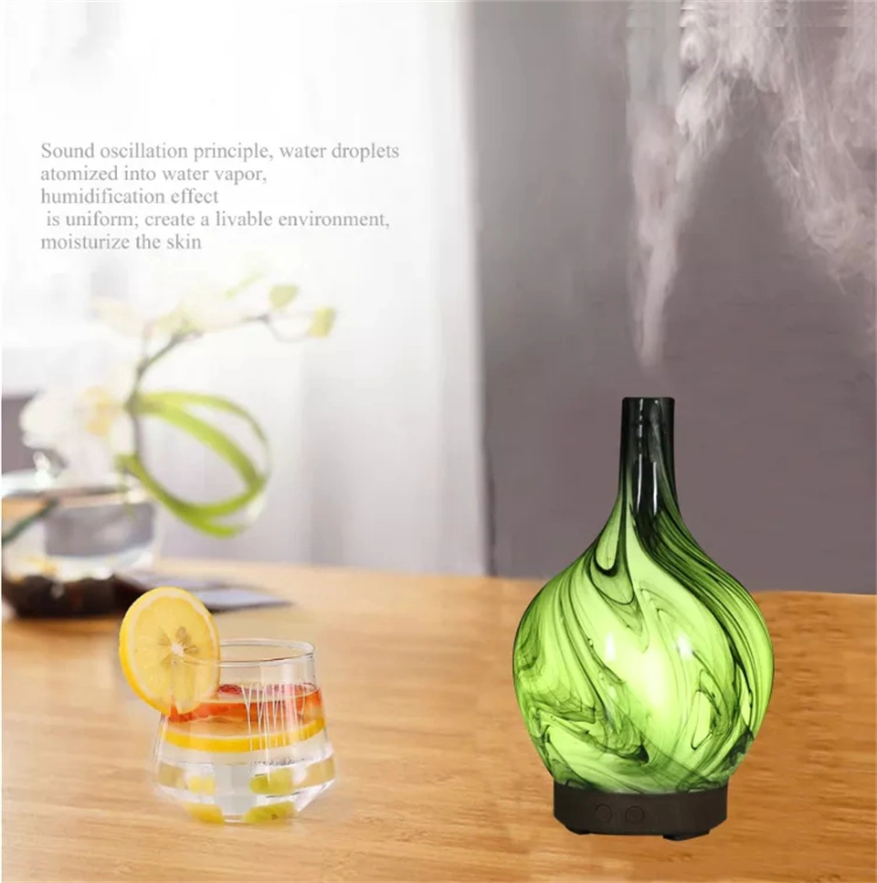 USB 3D Glass Ultrasonic Air Humidifier Aroma Essential Oil Diffuser Multi-Color Changing Mist Maker Aromatherapy Machine Home Use