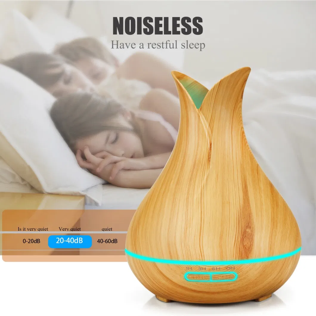 400ml Wood Grain Smart Home LED Light Aromatherapy Machine Electric Essential Oil Ultrasonic Air Humidifier Aroma Diffuser