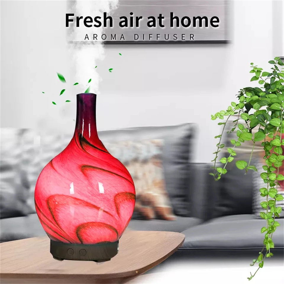 USB 3D Glass Ultrasonic Air Humidifier Aroma Essential Oil Diffuser Multi-Color Changing Mist Maker Aromatherapy Machine Home Use