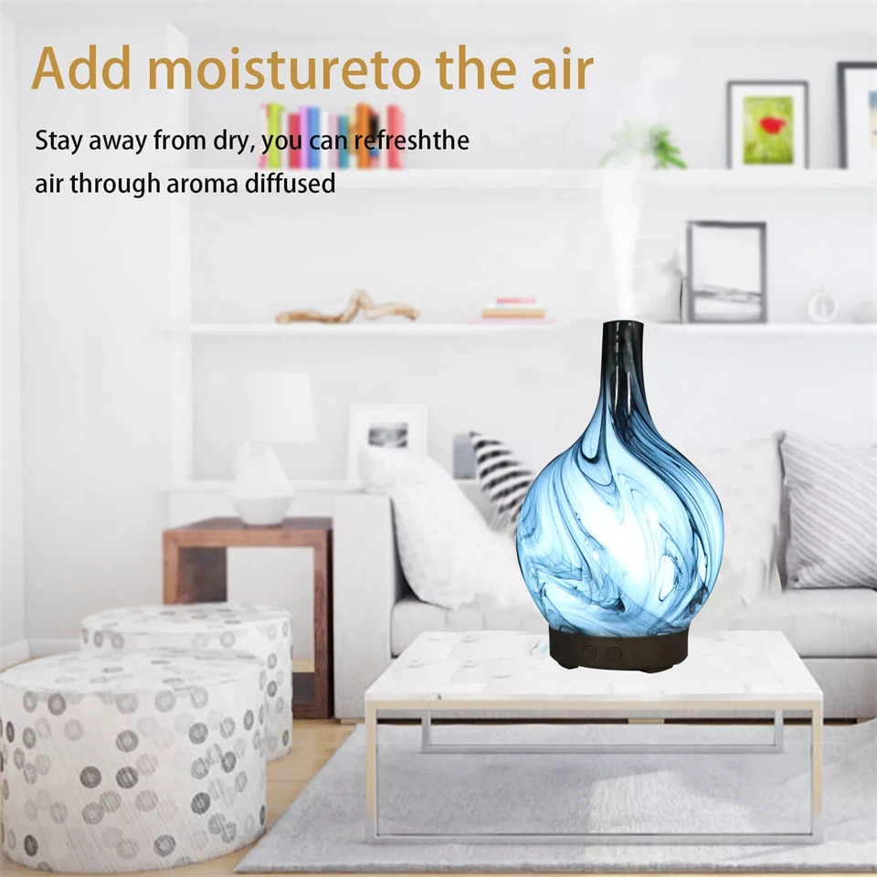 USB 3D Glass Ultrasonic Air Humidifier Aroma Essential Oil Diffuser Multi-Color Changing Mist Maker Aromatherapy Machine Home Use